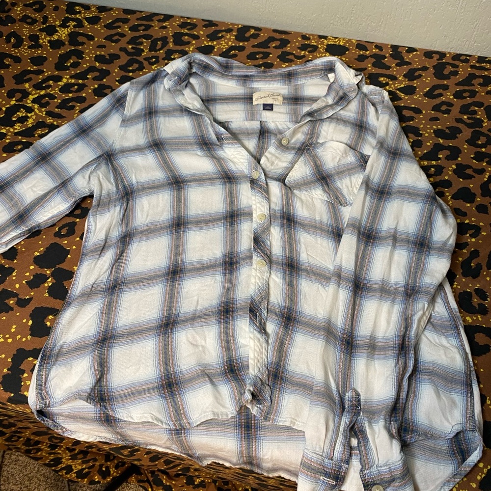 Universal Thread Blue and White Checkered Top